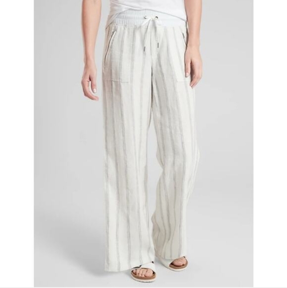 Athleta Pants - Athleta Cabo Tide Linen Wide Leg Pants Size 14